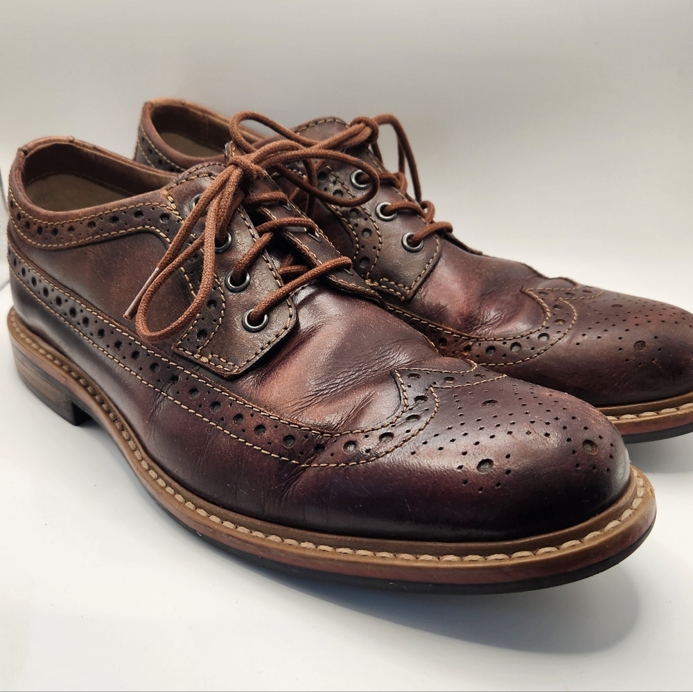 Bostonian Wingtip Brogue Oxford Men's 8 Brown Leather Lace Up Dress Shoe Derby